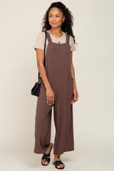 Brown Sleeveless Cropped Jumpsuit