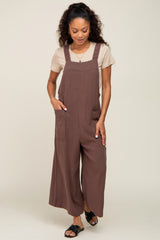 Brown Sleeveless Cropped Jumpsuit