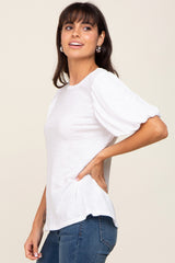 White Heather Puff Sleeve Top