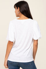 White Heather Puff Sleeve Top