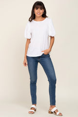 White Heather Puff Sleeve Top