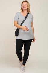 Black Ribbed Maternity Plus Active Leggings