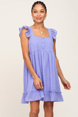 Lavender Sleeveless Textured Ruffle Dress