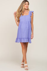 Lavender Sleeveless Textured Ruffle Maternity Dress