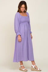 Lavender Gauze Smocked Midi Dress