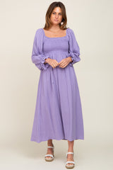 Lavender Gauze Smocked Midi Dress