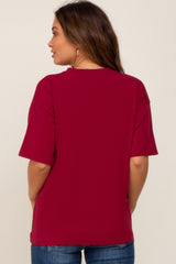 Burgundy Oversized Basic Maternity Tee