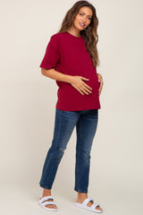 Burgundy Oversized Basic Maternity Tee