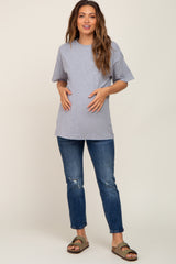 Heather Grey Oversized Basic Maternity Tee