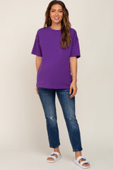 Purple Oversized Basic Maternity Tee