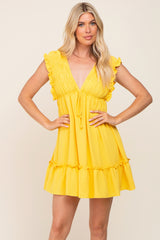 Yellow Smocked Ruffle Accent Dress