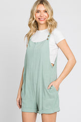 Mint Green Linen Maternity Overall Romper