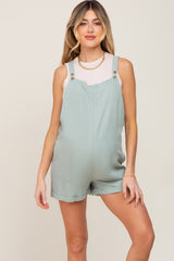 Mint Green Linen Maternity Overall Romper