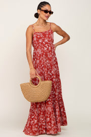 Rust Floral Tiered Maxi Dress