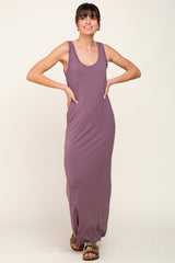 Mauve Basic Sleeveless Maxi Dress