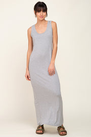 Heather Grey Basic Sleeveless Maxi Dress