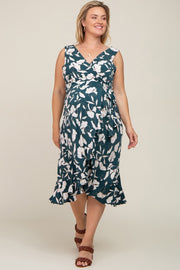 Green Floral Maternity/Nursing Hi-Low Dress