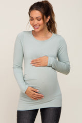 Sage Ruched Side Long Sleeve Maternity Top