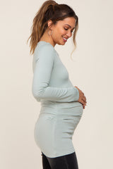 Sage Ruched Side Long Sleeve Maternity Top