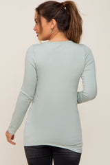 Sage Ruched Side Long Sleeve Maternity Top