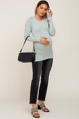 Sage Ruched Side Long Sleeve Maternity Top