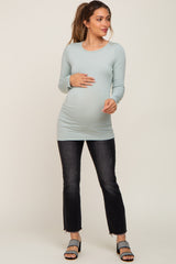 Sage Ruched Side Long Sleeve Maternity Top