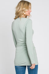 Sage Ruched Side Long Sleeve Top