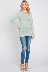 Sage Ruched Side Long Sleeve Top