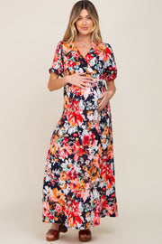 Multi-Color Floral Print Maternity/Nursing Dress