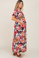 Multi-Color Floral Print Maternity/Nursing Dress