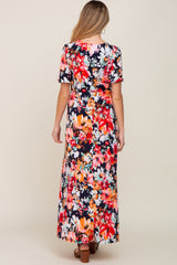 Multi-Color Floral Print Maternity/Nursing Dress