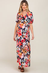 Multi-Color Floral Print Maternity/Nursing Dress