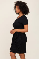 Black Ruched Tie Dress