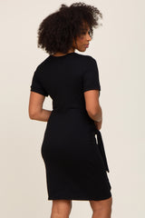 Black Ruched Tie Dress