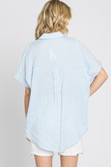 Light Blue Collared Short Sleeve Top