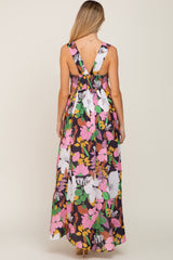 Black Floral Cut Out Maternity Maxi Dress