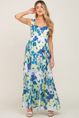 Mint Green Floral Cut Out Maternity Maxi Dress