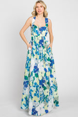 Mint Green Floral Cut Out Maternity Maxi Dress