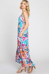 Multi-Color Sleeveless V-Neck Maxi Dress