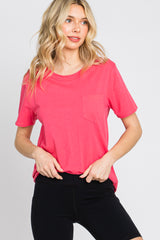 Pink Basic Front Pocket T-Shirt