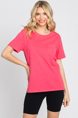 Pink Basic Front Pocket T-Shirt