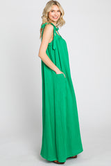 Green Tie Strap Wide Leg Jumpsuit