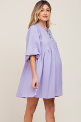 Lavender Textured Stripe Babydoll Maternity Dress