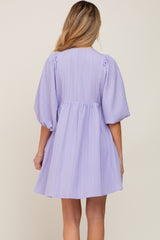 Lavender Textured Stripe Babydoll Maternity Dress