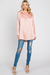 Light Pink Satin Button Up Blouse