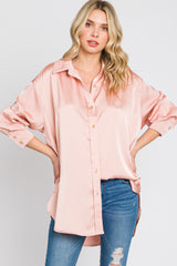 Light Pink Satin Button Up Blouse