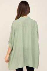 Mint Green Plaid Maternity Button Down Blouse