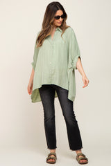 Mint Green Plaid Maternity Button Down Blouse