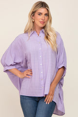 Lavender Plaid Maternity Button Down Blouse