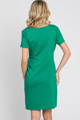 Green Short Sleeve Ruched Dress